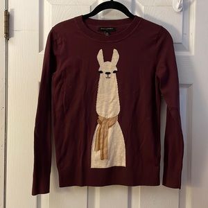 Banana Republic - women’s NEW sweater, maroon color w/ llama, size XS